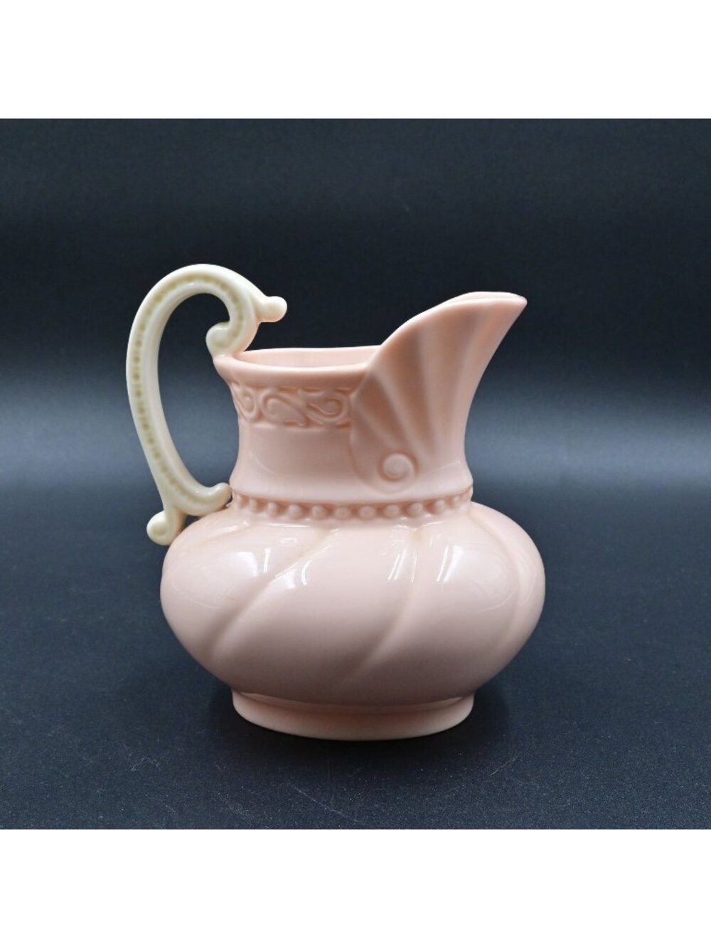 Lenox Colonial Pink Creamer Pitcher Porcelain Ivory Handle Vintage USA 1950s